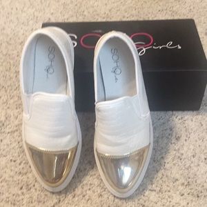 Soho Girls White and Gold Fashion Sneakers